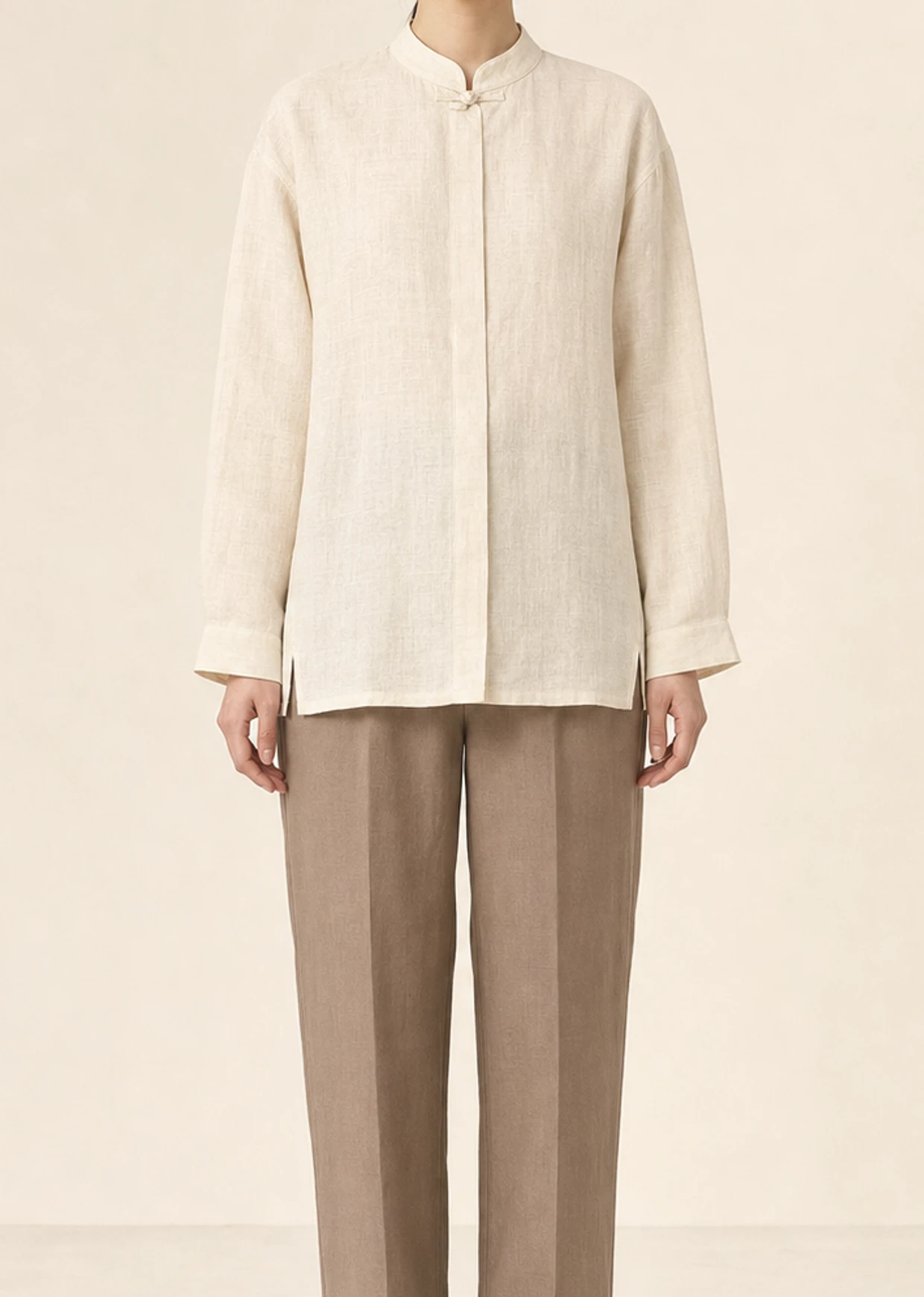 Loro Mandarin-Collar Linen Shirt product view 20